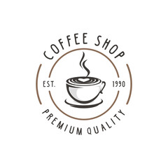 Coffee logo vector design template, retro vintage coffee shop logo