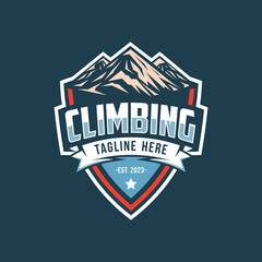 Climbing logo vector. Sport climbing, emblem climbing illustration