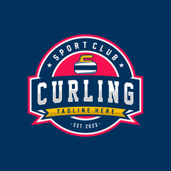 Curling logo vector illuastration, Logo for curling sport team. Curling sport with stone