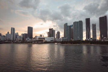Fototapeta na wymiar Downtown Miami skyline at dusk, Florida, United States