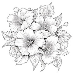 Fototapeta premium adult coloring pages flower. Illustration of coloring book with wildflowers garden