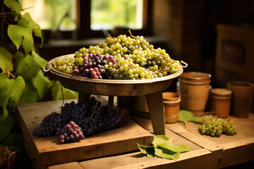 Precision meets tradition as bunches of luscious grapes are meticulously weighed, signaling the day's successful harvest