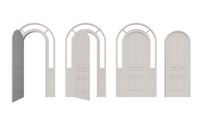 White arch door, 3d rendering, 