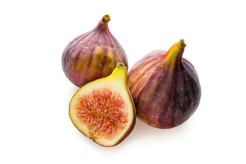 Organic fig isolated on white background, full depth of field