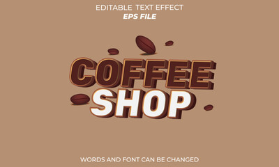 Fototapeta premium Coffee shoop editable text effect 3d font style use for logo and business brand. vector template