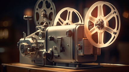 Obraz premium An old movie projector. Cinema concept. Generative Ai