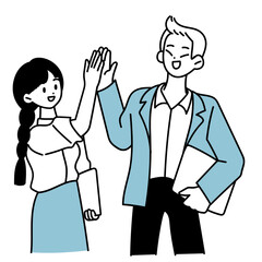 Coworker high five cartoon illustration