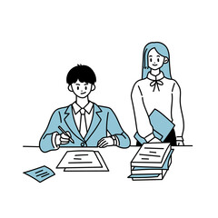 Signing documents cartoon illustration