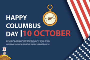 09 October celebration happy Columbus day banner and social media template vector illustration