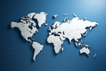 Blue world map background for banners and presentations