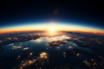 Fototapeta premium Blurred background showcasing Earths view from space