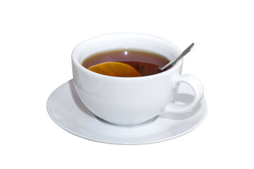 cup of tea with lemon isolated from background