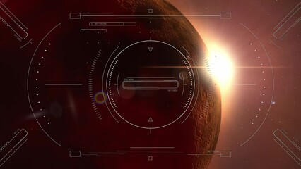 Futuristic HUD scans alien planet for sci-fi motion graphic - Powered by Adobe