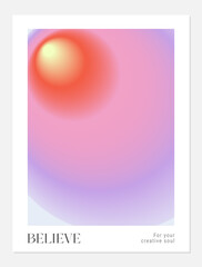 Aura Gradient y2k round poster. Futurism vector art set. Retrowave, synthwave, rave, steam wave background. Black, purple, pink, blue, yellow colors. Print, wallpaper, web template.