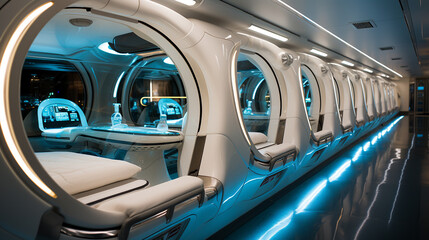 Fototapeta premium Interior of a modern high-speed train. 3D rendering