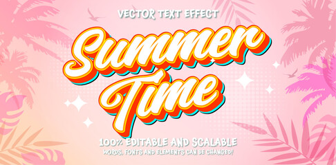 Summer time editable text style effect. Vector text effect, with summer season event.