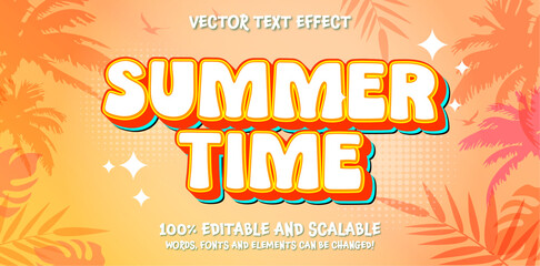 Summer time editable text style effect. Vector text effect, with summer season event.