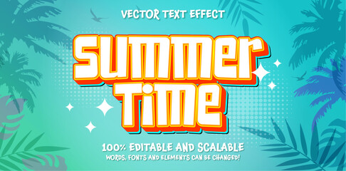 Summer time editable text style effect. Vector text effect, with summer season event.