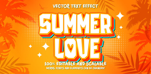 Summer time editable text style effect. Vector text effect, with summer season event.
