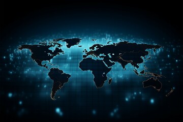 Global dots. Abstract tech background incorporates blue polka dot map