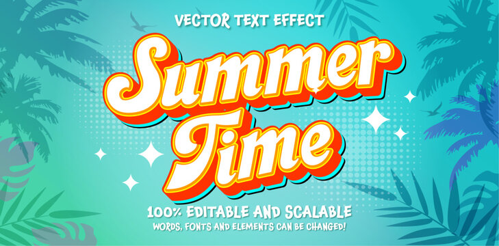 Summer time editable text style effect. Vector text effect, with summer season event.