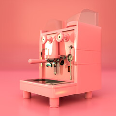 pink coffee machine isolated on pink