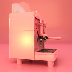 pink coffee machine isolated on pink