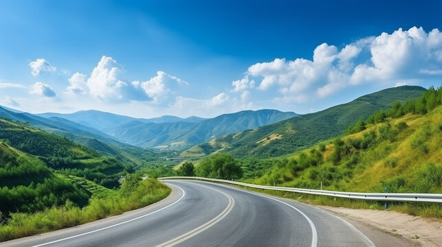 Highway road to mountain natural scenery and blue sky 