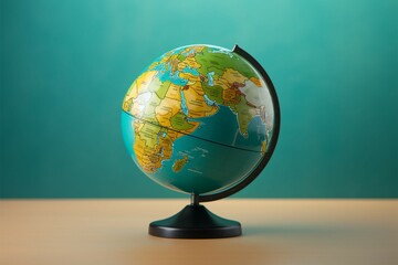 Isolated world globe on a green background, symbolizing Earth conservation