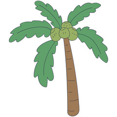 Coconut tree cartoon illustration