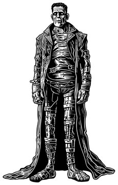 recommend clip art: Frankenstein Monster Woodcut