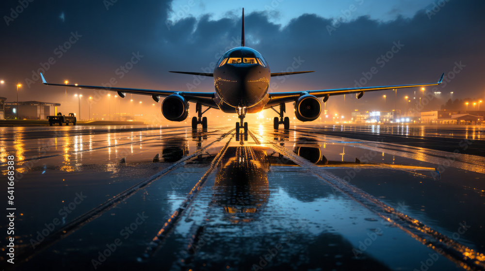 Wall mural Capture the allure of aviation with this stunning image of an aircraft ready for takeoff. A work of art and engineering.