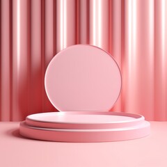 Luxury pink product background stand or podium pedestal on advertising display with blank backdrops. 3D rendering, Generative AI