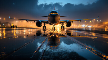 Capture the allure of aviation with this stunning image of an aircraft ready for takeoff. A work of art and engineering. - obrazy, fototapety, plakaty