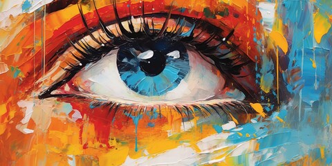 oil painting abstract image of eyes abstract blockade - obrazy, fototapety, plakaty