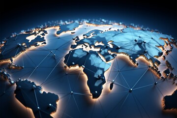 The world map as a symbol for the networking and internet concept