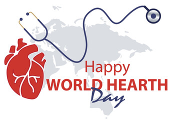 Vector template for world heart day 29 September for poster, greeting card, banner and social media post