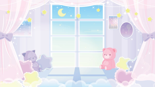ゆめかわいい部屋の背景素材