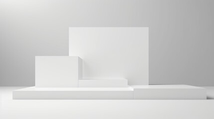 White simple cube product stage 3d background of blank space scene template platform display or modern wall interior backdrop podium and geometric studio show room on presentation showing,GenerativeAI
