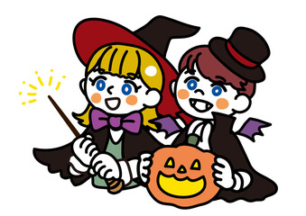 女の子と男の子（海外・ハロウィン）