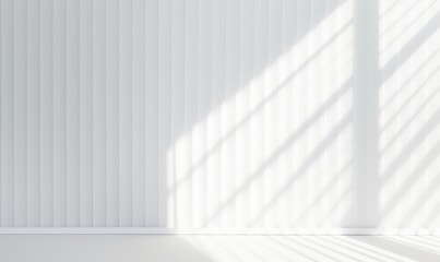 Abstract window sunlight on empty white wall 3d morning interior background display of blank sun light shadow modern panel backdrop for sunny room space wallpaper studio and cozy, Generative AI - obrazy, fototapety, plakaty