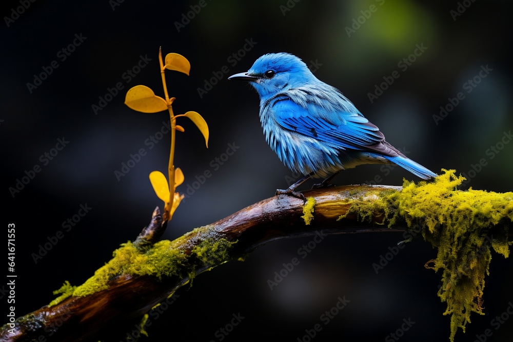 Wall mural blue bird on a branch