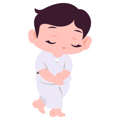 Boy walking meditation flat illustration