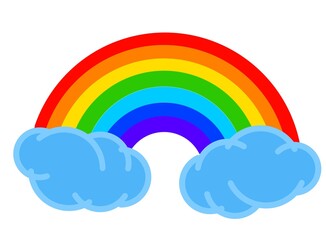 rainbow and clouds, children's drawing, on a white background