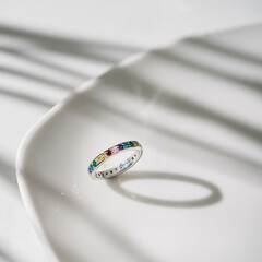 Multicolored Gemstone Eternity Band Ring