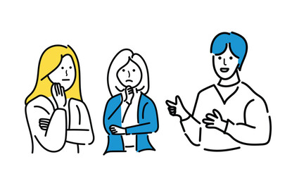 ミーティングをするビジネスパーソンのイラスト素材