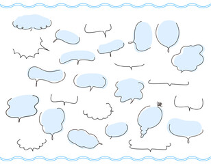 ゆるカワ吹き出しセット/青