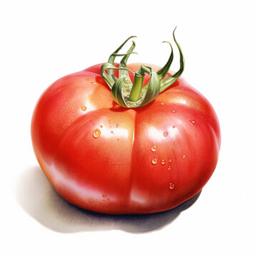 watercolor of tomato on white background (AI)
