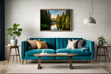 modern living room with sofa generated by AI