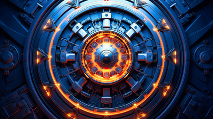 Fototapeta premium Interlocking tech-inspired mandalas radiating electronic energy from their centers